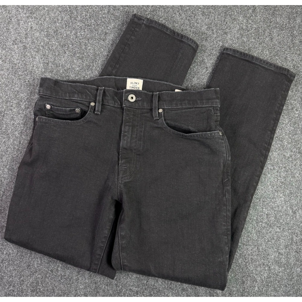 Flint and Tinder Jeans Mens 32x29 Straight Fit Black Denim Made in USA Huckberry